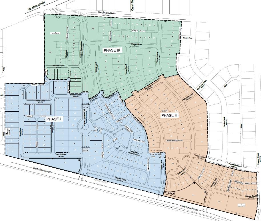 Legacy Estates at Lancaster Masterplan - Phase I, Phase II, Phase III site layout